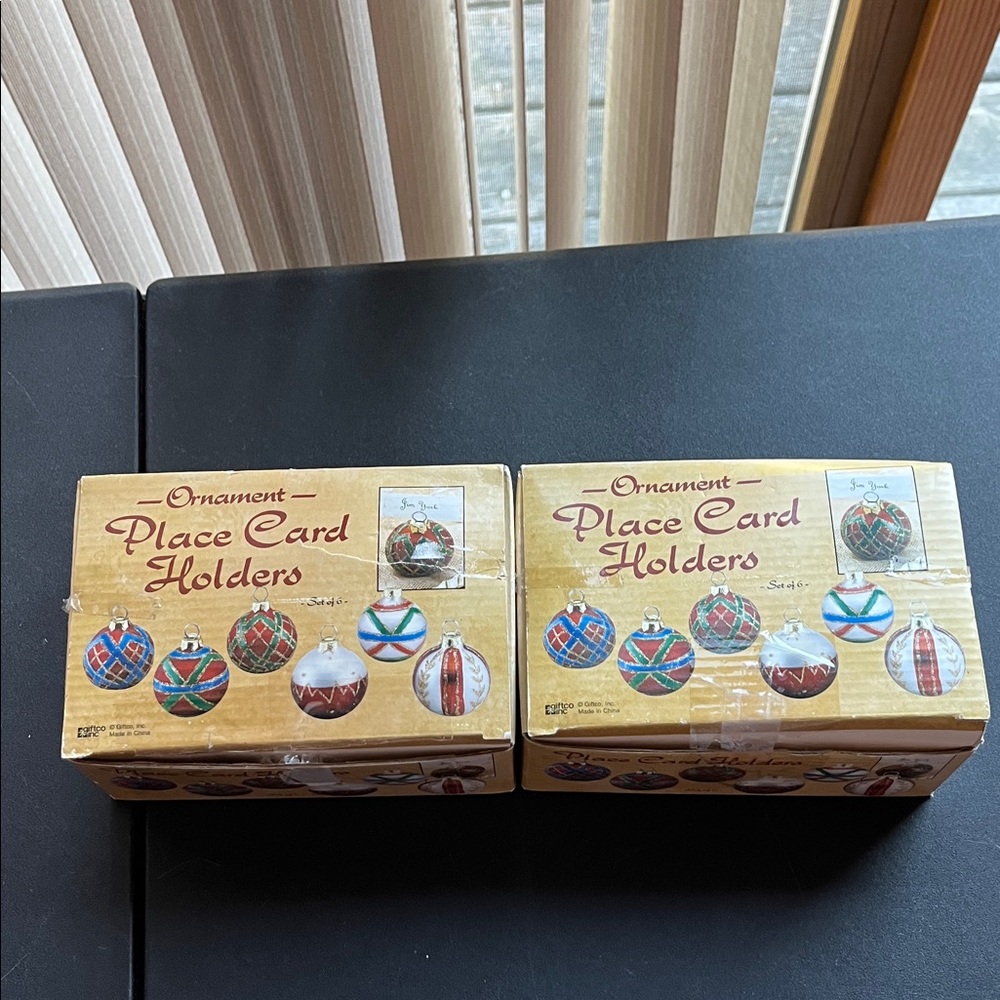 Two sets of Six Ornament Place Card Holders